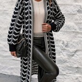 Шикарный мягенький длинный кардиган, р. m, наш 48-54, черно- белый