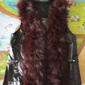 Жилет с мехом. жилетка меховая. 42 р. жилет хутро. жилет з хутром. шкіряний жилет з хутром. кожаный