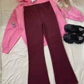 Трендові штани/лосіни кльош у кольорі бордо