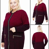 Теплая кофта на молнии большой размер кардиган