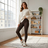 Лосіни в рубчик на флісі коричневий 42-56