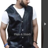 Длинная кожаная жилетка