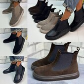 36-41 рр черевики натуральна замша/шкіра чорний, шоколад, капучино.