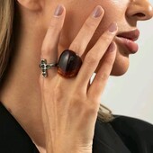 Набір каблучок, кільця дві шт, об'ємні, крапля, хрест, метал, смола