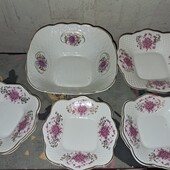 Салатники мілкі маленькі, принт-квіти, золото, 80х років.