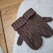 Красиві, в'язані рукавиці❄️шоколадний колір