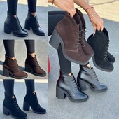 36-41 рр черевики натуральна замша/шкіра чорний, шоколад