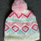 Alive теплая новая вязаная шапочка с пампоном на девочку 3/5 лет