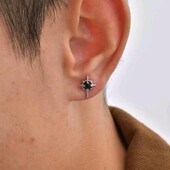 Сережки цвяшки зірка, чорний циркон