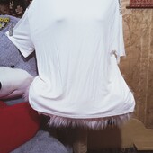 ❤️Брендовая натурал молочного цвета с пайедками серебра трикотаж футболка новая❤️Турция.Пог.118-174.