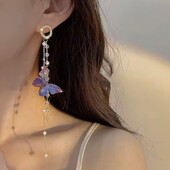 Серьги длинные бабочки