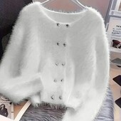 Шикарный, мягенький, тёплый, пушистый кардиган, кофта, р. L, наш 46-52, белый