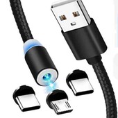 Магнітний USB кабель заряду 3в1 360° 1 метр