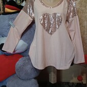 ❤️Брендовый светло пудроавая меланж с пайетками кофта новая❤️Турция.Пог.54/73см.Поб.65/80см.