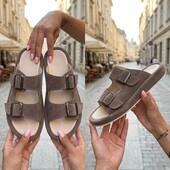 Отличные комфортные замшевые шлепанцы-босоножки 100% Кожа! р 39 стелька 25-25,5см