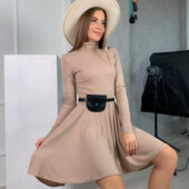 Платье в рубчик с длинным рукавом