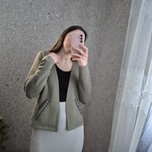 Прекрасний жакет Хаки з вишитими бісером кишеньками✨ Без дефектів ✨